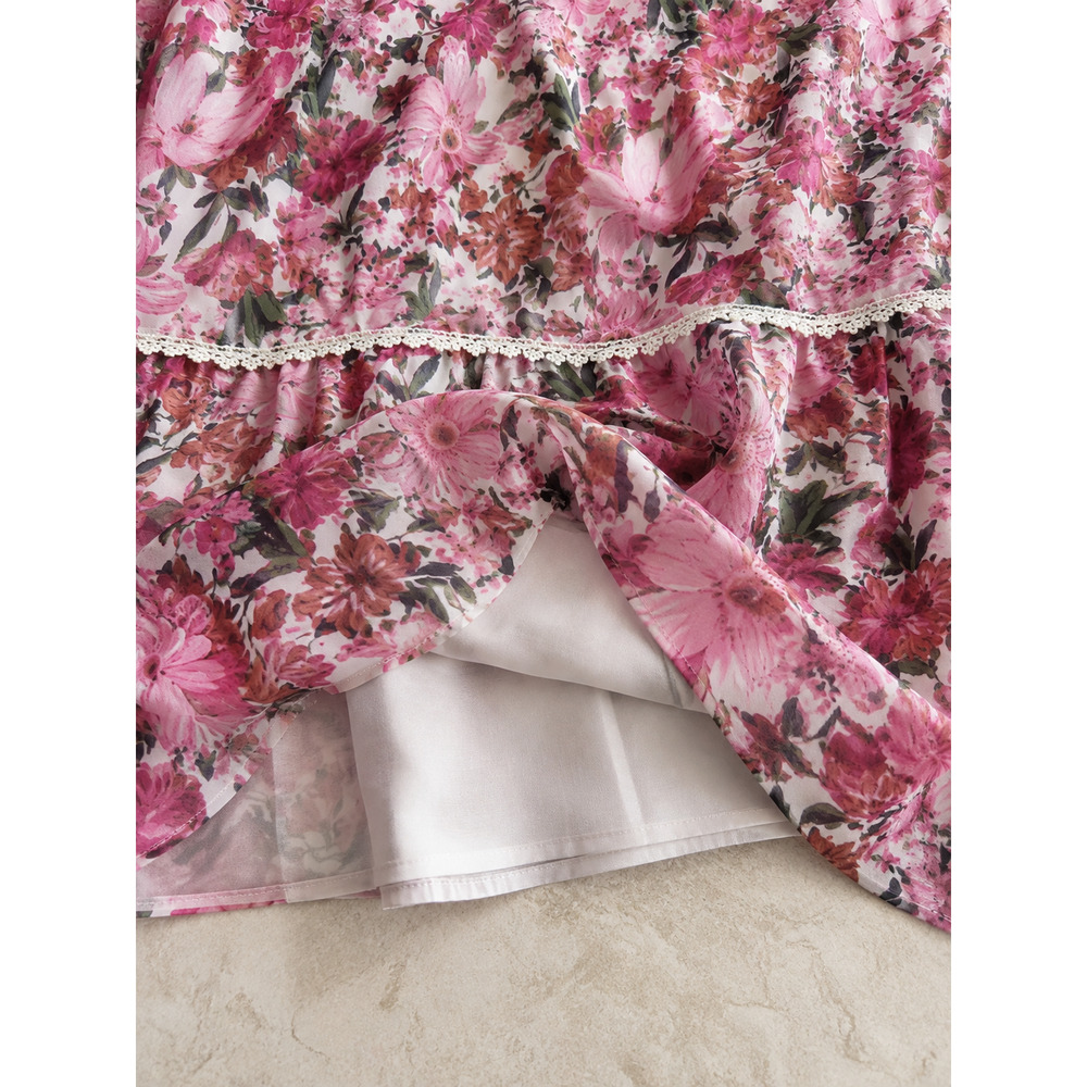 Anne Klein Women 10 Rose Floral Flutter Sleeve Tiered Maxi Dress NWT - Picture 9 of 10